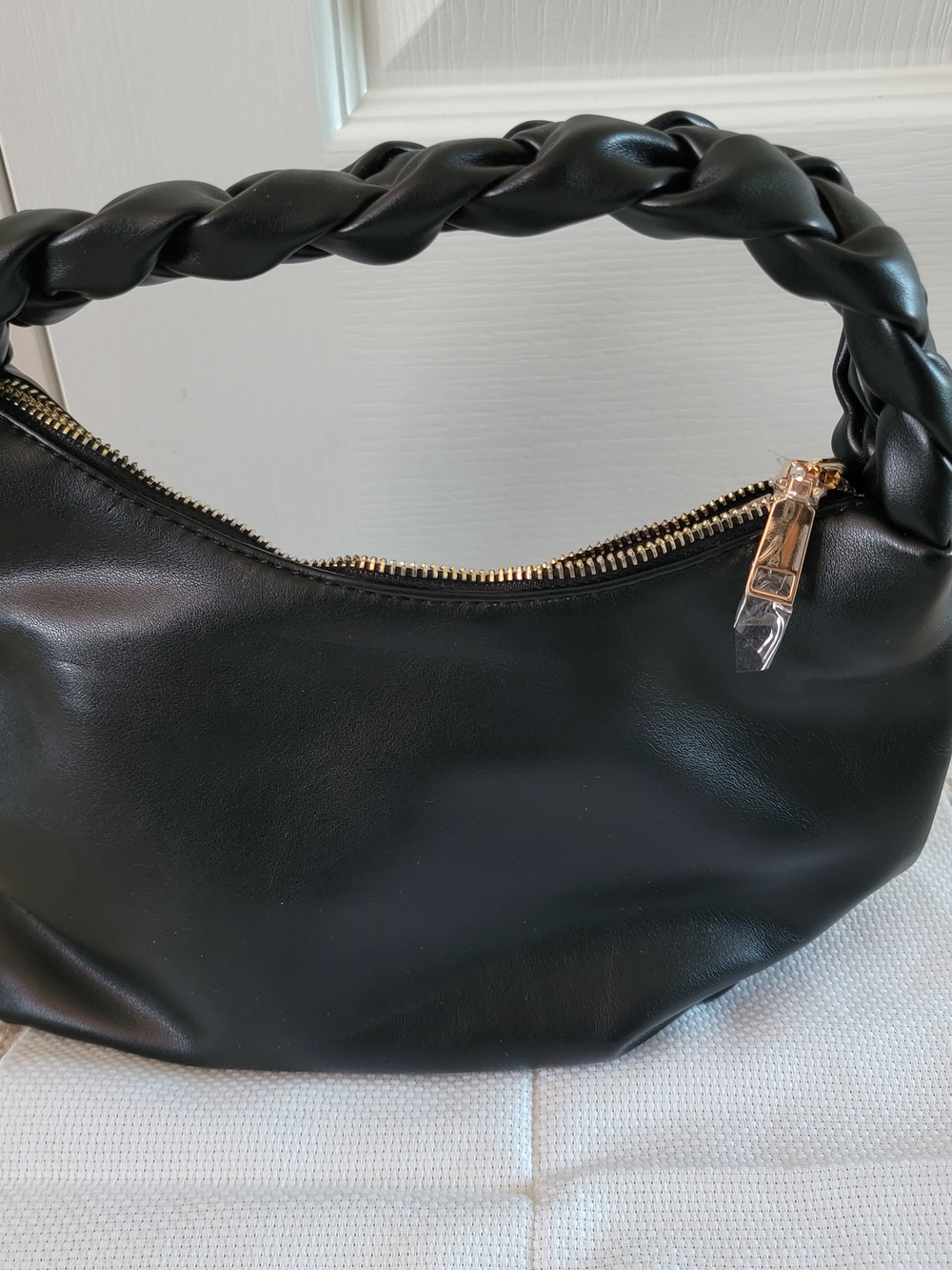 Black Twisted-Handle Shoulder Bag
